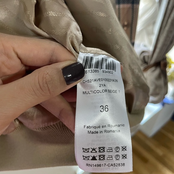 See by Chloe Wool Bomber (Multi-Color Beige) Plaid Jacket - Size 36 - Picture 13 of 15